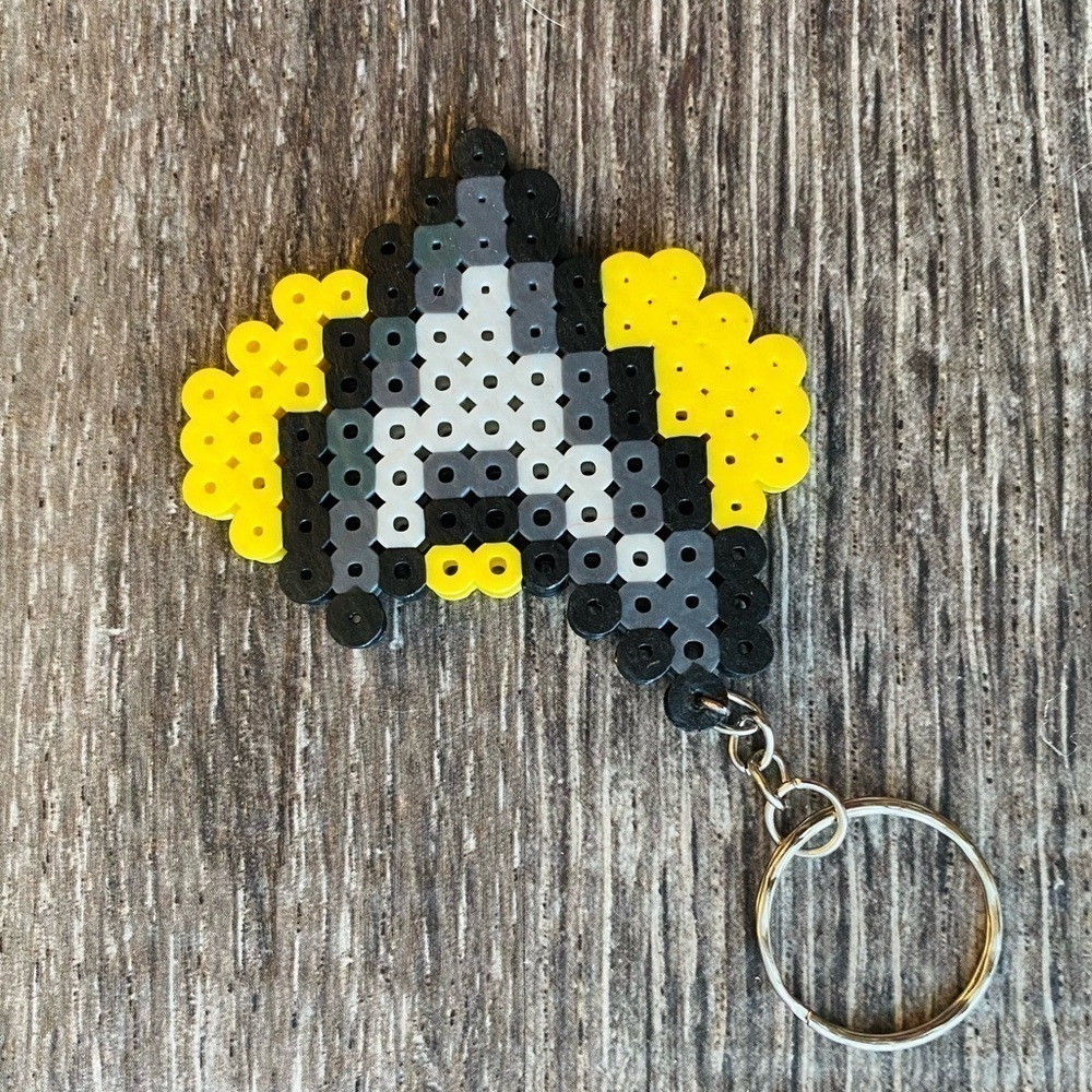 Star Trek Logo keychain handmade perler beads yellow